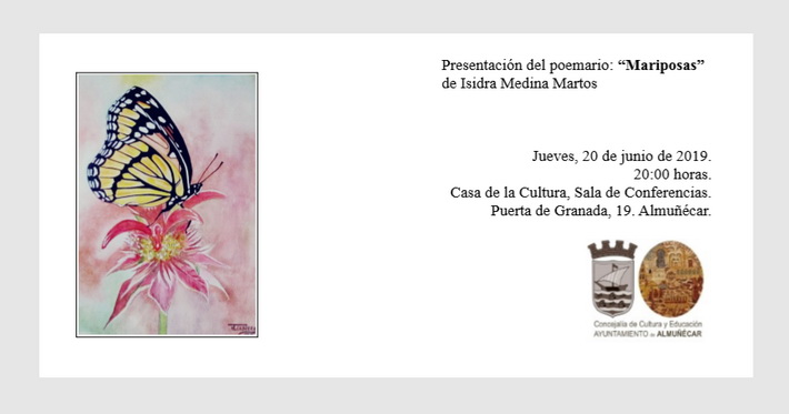 La escritora Isidra Medina presenta en Almucar su libro poemario Mariposas 